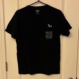 Uniqlo Black Tee with Mickey Mouse Pocket Design